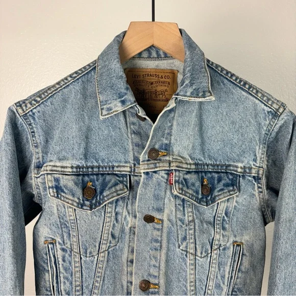 Vintage Levi's 57510 Denim Trucker Jean Jacket Youth Boys Small 8/10 Made In USA
